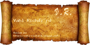 Vahl Richárd névjegykártya