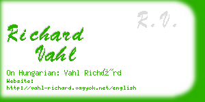 richard vahl business card